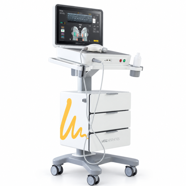 Illustration of an Ultherapy PRIME ultrasound system